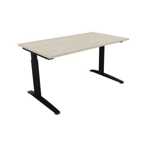 Schreibtisch all in one 1.400 x 650-850 x 800 mm (B x H x T) Flachkufe Quadratrohr akazie hell