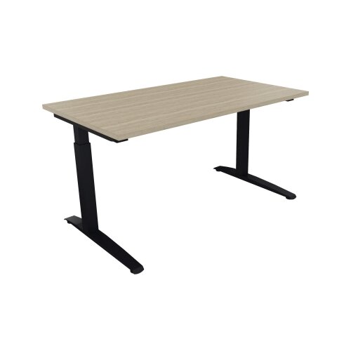Schreibtisch all in one 1.400 x 650-850 x 800 mm (B x H x T) Flachkufe Quadratrohr eiche natur