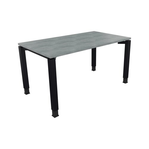 Schreibtisch all in one 1.400 x 680-820 x 800 mm (B x H x T) Vierfuß Quadratrohr beton hell