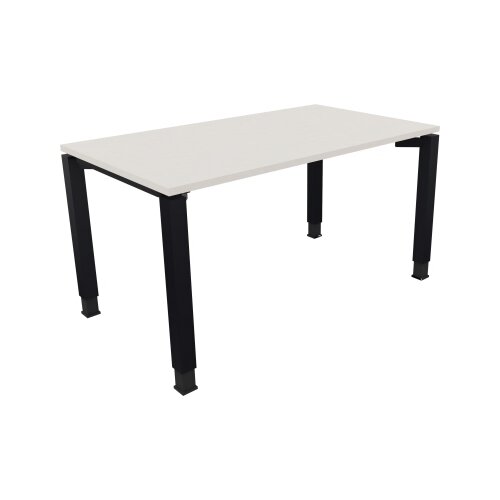 Schreibtisch all in one 1.400 x 680-820 x 800 mm (B x H x T) Vierfuß Quadratrohr diamantweiß
