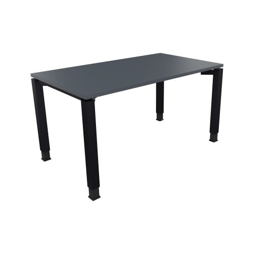 Schreibtisch all in one 1.400 x 680-820 x 800 mm (B x H x T) Vierfuß Quadratrohr lavagrau