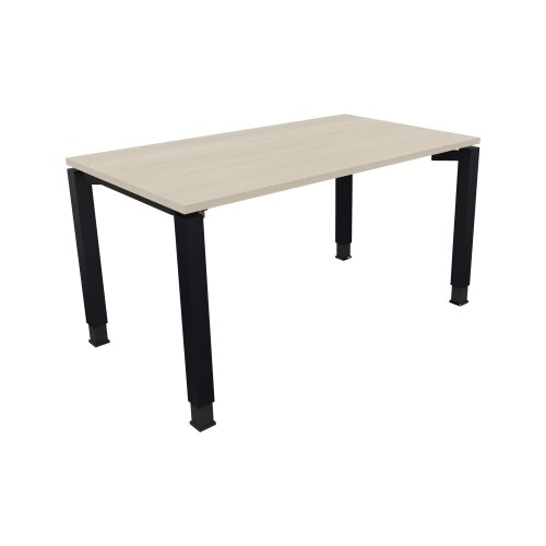 Schreibtisch all in one 1.400 x 680-820 x 800 mm (B x H x T) Vierfuß Quadratrohr akazie hell