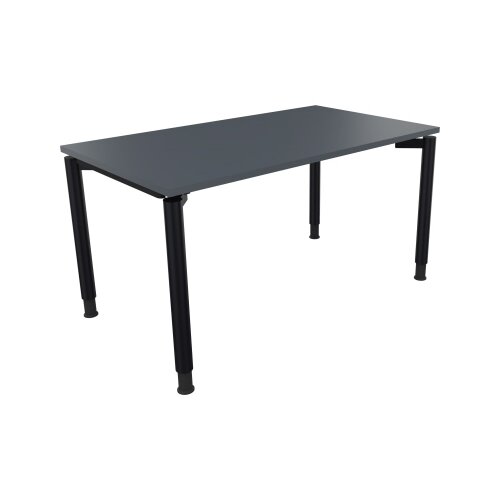 Schreibtisch all in one 1.400 x 680-820 x 800 mm (B x H x T) Vierfuß Rundrohr lavagrau