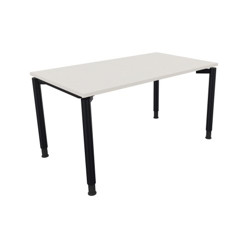 Schreibtisch all in one 1.400 x 680-820 x 800 mm (B x H x T) Vierfuß Rundrohr diamantweiß
