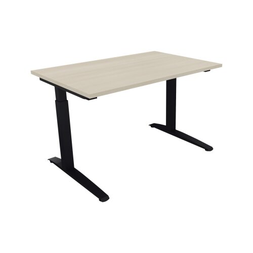 Schreibtisch all in one 1.200 x 650-850 x 800 mm (B x H x T) Flachkufe Quadratrohr akazie hell