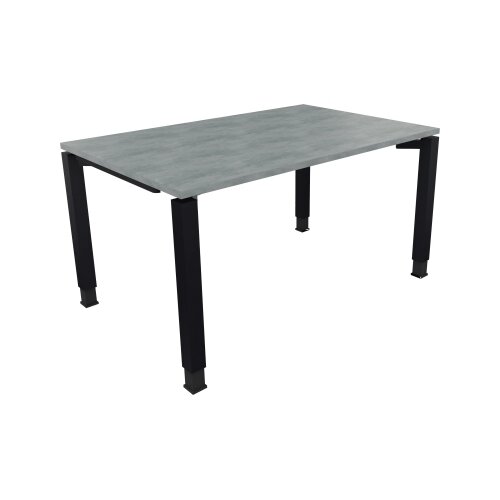 Schreibtisch all in one 1.400 x 680-820 x 900 mm (B x H x T) Vierfuß Quadratrohr beton hell
