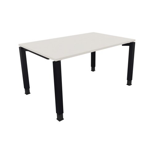 Schreibtisch all in one 1.400 x 680-820 x 900 mm (B x H x T) Vierfuß Quadratrohr diamant weiß