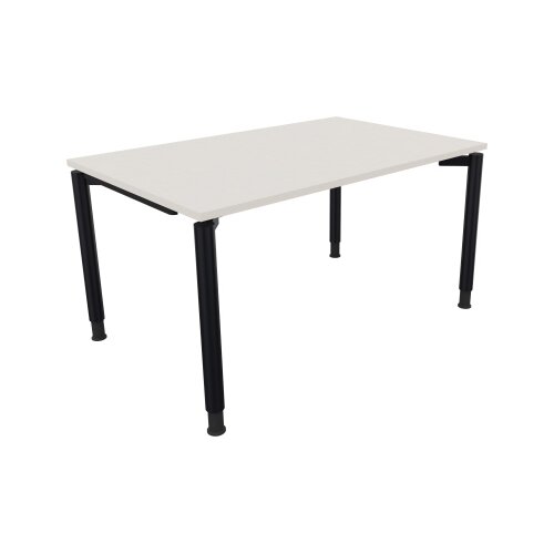 Schreibtisch all in one 1.400 x 680-820 x 900 mm (B x H x T) Vierfuß Rundrohr diamant weiß