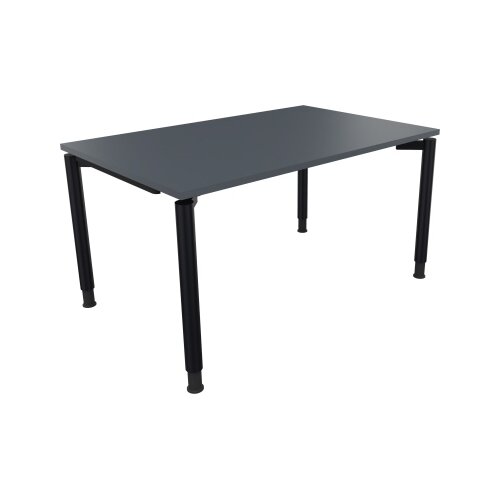 Schreibtisch all in one 1.400 x 680-820 x 900 mm (B x H x T) Vierfuß Rundrohr lavagrau