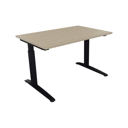 Schreibtisch all in one 1.200 x 650-850 x 800 mm (B x H x T) Flachkufe Quadratrohr eiche natur