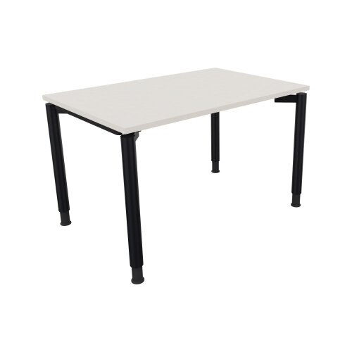 Schreibtisch all in one 1.200 x 680-820 x 800 mm (B x H x T) Vierfuß Rundrohr diamantweiß