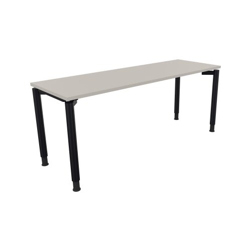 Schreibtisch all in one 1.800 x 680-820 x 600 mm (B x H x T) Vierfuß Rundrohr lichtgrau