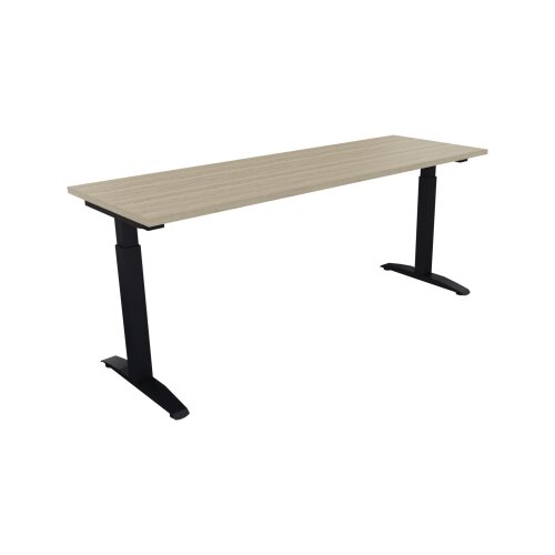 Schreibtisch all in one 1.800 x 650-850 x 600 mm (B x H x T) Flachkufe Quadratrohr eiche natur