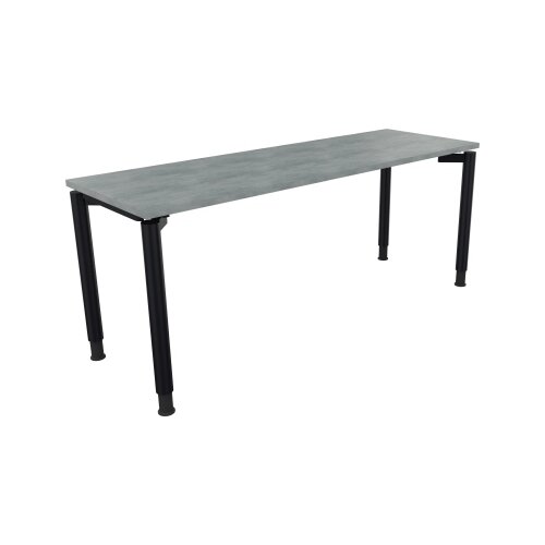 Schreibtisch all in one 1.800 x 680-820 x 600 mm (B x H x T) Vierfuß Rundrohr beton hell