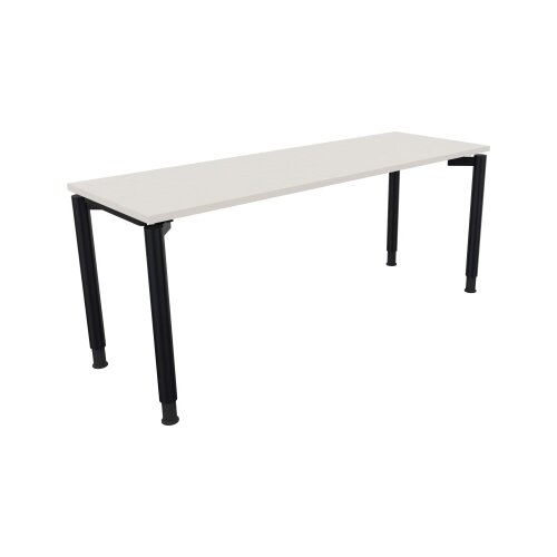 Schreibtisch all in one 1.800 x 680-820 x 600 mm (B x H x T) Vierfuß Rundrohr diamantweiß