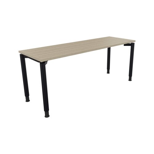Schreibtisch all in one 1.800 x 680-820 x 600 mm (B x H x T) Vierfuß Rundrohr eiche natur
