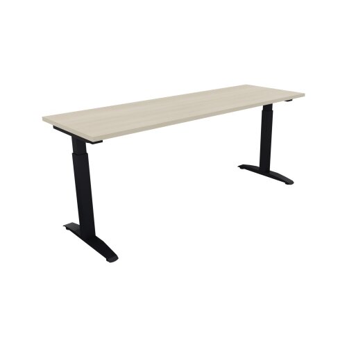 Schreibtisch all in one 1.800 x 650-850 x 600 mm (B x H x T) Flachkufe Quadratrohr akazie hell