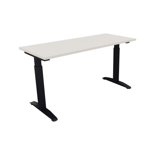 Schreibtisch all in one 1.400 x 650-850 x 600 mm (B x H x T) Flachkufe Quadratrohr diamantweiß