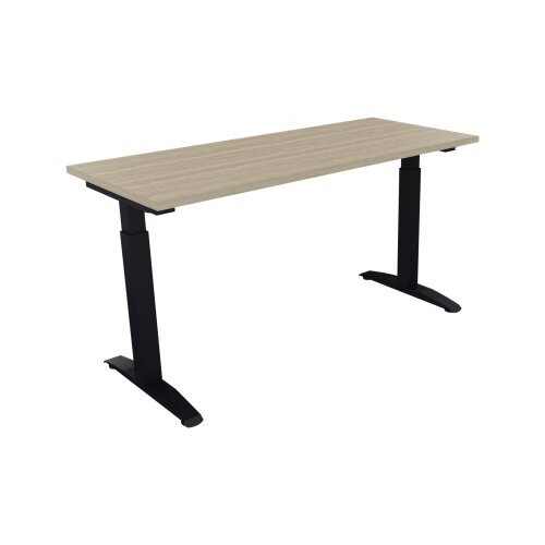 Schreibtisch all in one 1.400 x 650-850 x 600 mm (B x H x T) Flachkufe Quadratrohr eiche natur