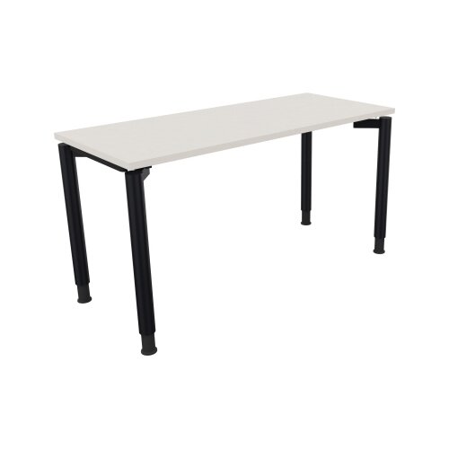 Schreibtisch all in one 1.400 x 680-820 x 600 mm (B x H x T) Vierfuß Rundrohr diamantweiß