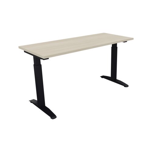 Schreibtisch all in one 1.400 x 650-850 x 600 mm (B x H x T) Flachkufe Quadratrohr akazie hell