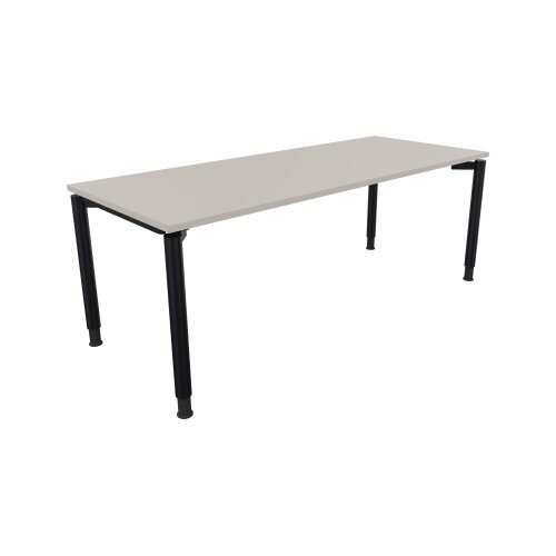 Schreibtisch all in one 2.000 x 680-820 x 800 mm (B x H x T) Vierfuß Rundrohr lichtgrau