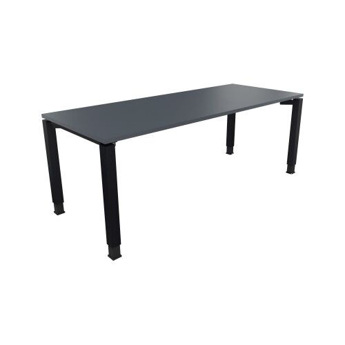Schreibtisch all in one 2.000 x 680-820 x 800 mm (B x H x T) Vierfuß Quadratrohr lavagrau
