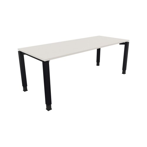 Schreibtisch all in one 2.000 x 680-820 x 800 mm (B x H x T) Vierfuß Quadratrohr diamantweiß