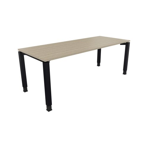 Schreibtisch all in one 2.000 x 680-820 x 800 mm (B x H x T) Vierfuß Quadratrohr eiche natur