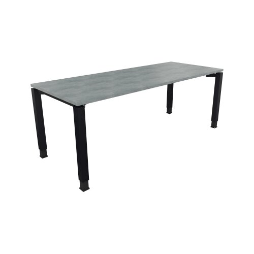 Schreibtisch all in one 2.000 x 680-820 x 800 mm (B x H x T) Vierfuß Quadratrohr beton hell