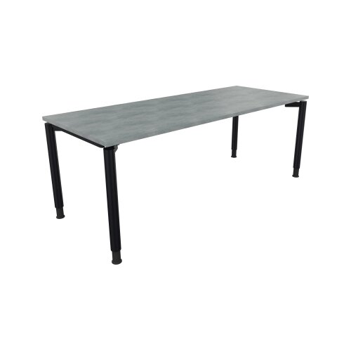 Schreibtisch all in one 2.000 x 680-820 x 800 mm (B x H x T) Vierfuß Rundrohr beton hell
