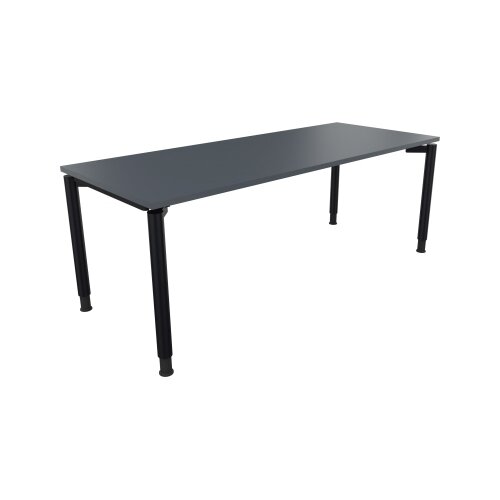 Schreibtisch all in one 2.000 x 680-820 x 800 mm (B x H x T) Vierfuß Rundrohr lavagrau
