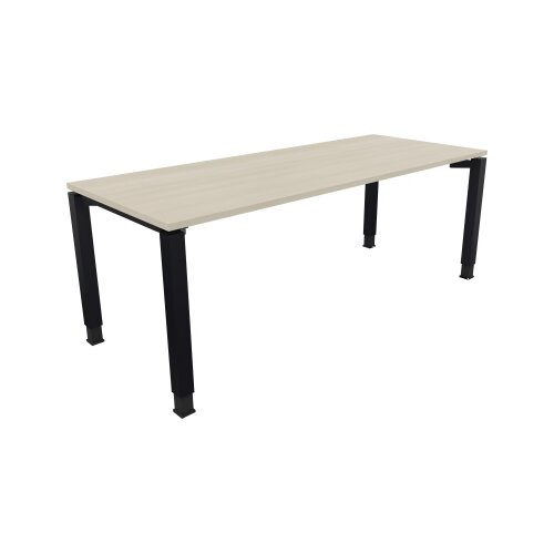 Schreibtisch all in one 2.000 x 680-820 x 800 mm (B x H x T) Vierfuß Quadratrohr akazie hell
