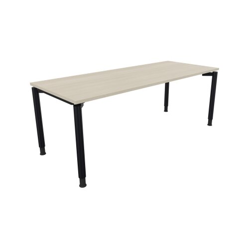 Schreibtisch all in one 2.000 x 680-820 x 800 mm (B x H x T) Vierfuß Rundrohr akazie hell
