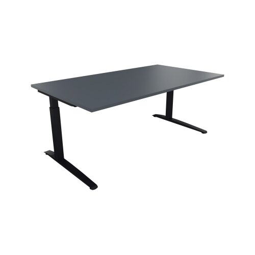 Schreibtisch all in one 1.800 x 650-850 x 1.000 mm (B x H x T) Flachkufe Quadratrohr lavagrau