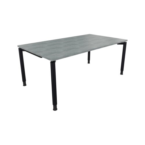 Schreibtisch all in one 1.800 x 680-820 x 1.000 mm (B x H x T) Vierfuß Rundrohr beton hell