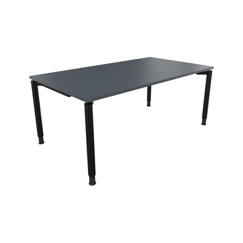 Schreibtisch all in one 1.800 x 680-820 x 1.000 mm (B x H x T) Vierfuß Rundrohr lavagrau