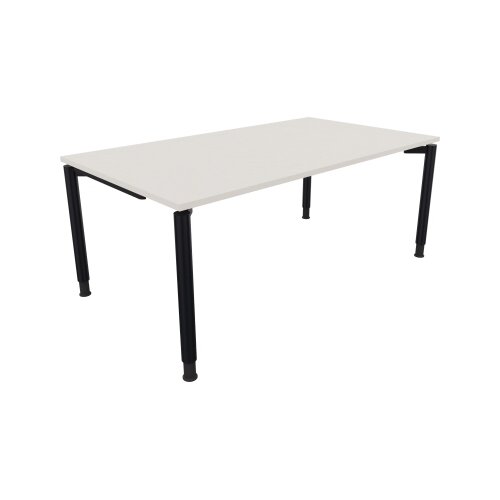 Schreibtisch all in one 1.800 x 680-820 x 1.000 mm (B x H x T) Vierfuß Rundrohr diamantweiß