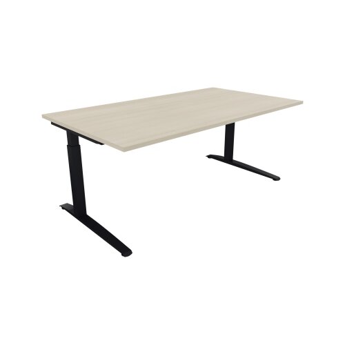 Schreibtisch all in one 1.800 x 650-850 x 1.000 mm (B x H x T) Flachkufe Quadratrohr akazie hell