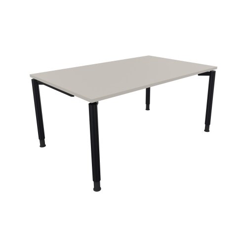 Schreibtisch all in one 1.600 x 680-820 x 1.000 mm (B x H x T) Vierfuß Rundrohr lichtgrau