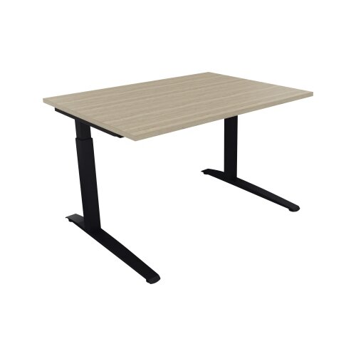Schreibtisch all in one 1.200 x 650-850 x 900 mm (B x H x T) Flachkufe Quadratrohr eiche natur