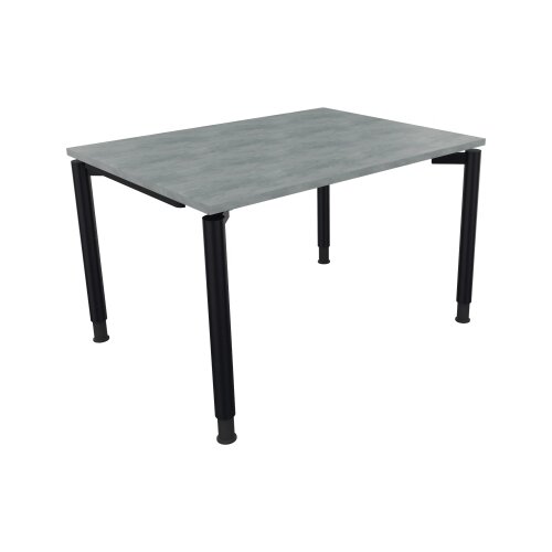 Schreibtisch all in one 1.200 x 680-820 x 900 mm (B x H x T) Vierfuß Rundrohr beton hell