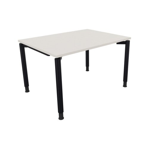 Schreibtisch all in one 1.200 x 680-820 x 900 mm (B x H x T) Vierfuß Rundrohr diamant weiß