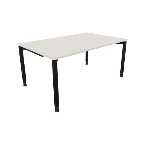 Schreibtisch all in one 1.600 x 680-820 x 1.000 mm (B x H x T) Vierfuß Rundrohr diamantweiß