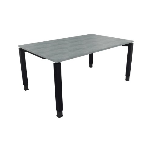 Schreibtisch all in one 1.600 x 680-820 x 1.000 mm (B x H x T) Vierfuß Quadratrohr beton hell