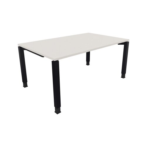 Schreibtisch all in one 1.600 x 680-820 x 1.000 mm (B x H x T) Vierfuß Quadratrohr diamantweiß