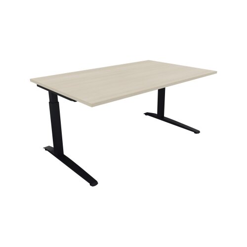 Schreibtisch all in one 1.600 x 650-850 x 1.000 mm (B x H x T) Flachkufe Quadratrohr akazie hell