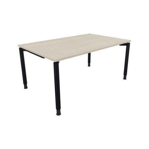 Schreibtisch all in one 1.600 x 680-820 x 1.000 mm (B x H x T) Vierfuß Rundrohr akazie hell