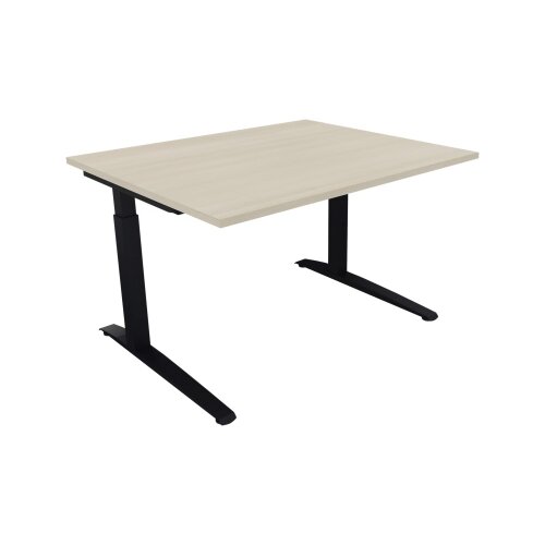 Schreibtisch all in one 1.200 x 650-850 x 1.000 mm (B x H x T) Flachkufe Quadratrohr akazie hell