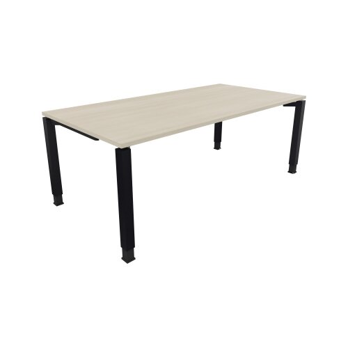 Schreibtisch all in one 2.000 x 680-820 x 1.000 mm (B x H x T) Vierfuß Quadratrohr akazie hell